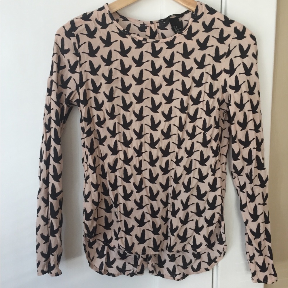 H&M musky pink geese long sleeve shirt